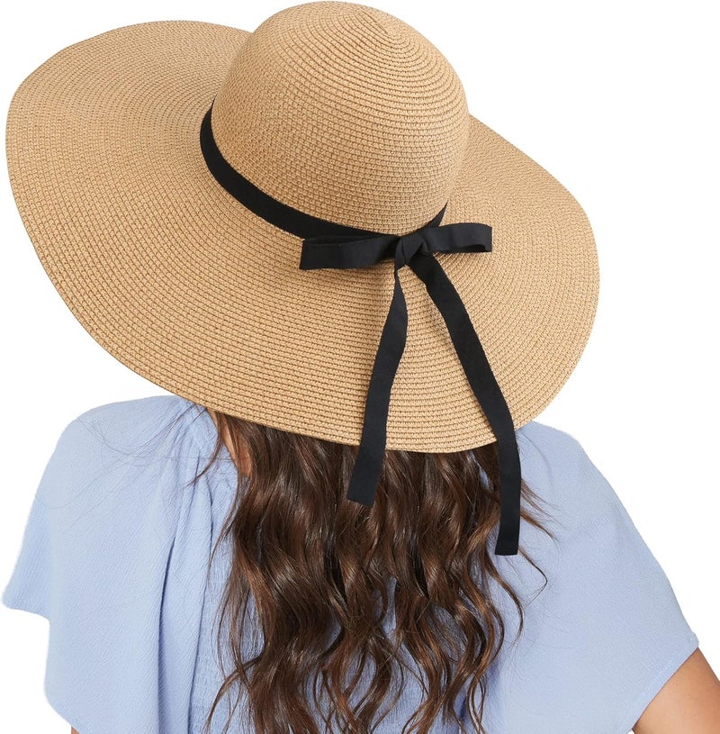 Naivlizer Women Wide Brim Sun Hat UPF50 Straw Summer Hat Floppy Beach Hat Roll-Up - Image 2